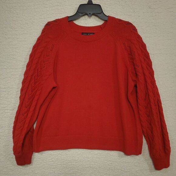 Lane Bryant Red Pointelle Knit Sweater Pull On Round Neck Size 18/20 - Picture 1 of 10